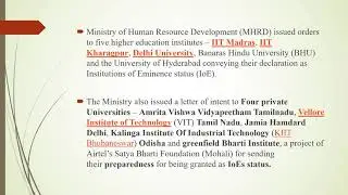 MHRD Awards Institute Of Eminence Status