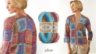 Alize Diva Batik ile İki Renkli Mevsimlik Hırka