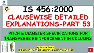 Pitch & Diameter of Transverse R/f in Columns|IS:456 Code Clause-wise Detailed Explanations|Part-53