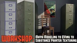 Workshop Maya/Substance File Cabinet Prop: FULL Modeling/UV in Maya to Substance Painter Texturing