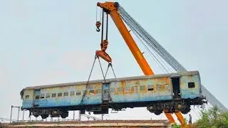 Railway Train Coach Lifting With Crane |  Railway Train Coach construction Work With Jcb |
