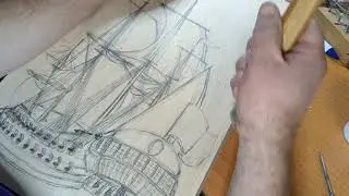 Резчик по дереву начинает проект: " Морской корабль ".