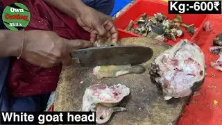 White Goat Head Cutting kg 600₹ #shorts #youtubeshort #meat #cuttingskills