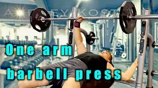 One-arm bench press. Strength training