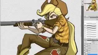 Speedpaint: shotgun Applejack and sneakin' Rarity (humanized)