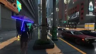 4K Cyberpunk 2077 Ambience   Rainy Day Walking Tour from Downtown to Japantown Full Tour