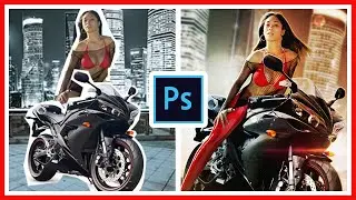 Photoshop photo manipulation time lapse | Biker Girl photo manipulation