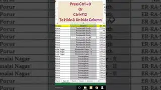 Excel Shortcuts For Hide and Unhide Columns