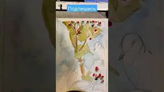 Урок рисования пошагово Акварель Птички