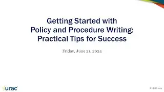 {Webinar} Getting Started with Policies and Procedures