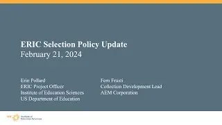 ERIC Selection Policy Update
