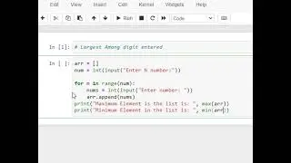 Minimum and Maximum number in the List in Python using Jupyter Notebook