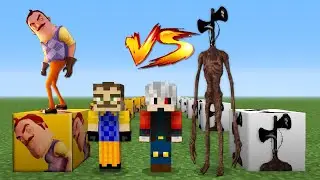 HELLO NEIGHBOR VS SİREN KAFA ŞANS BLOKLARI 😱 - Minecraft (Kızgın Komşu vs Siren Head)