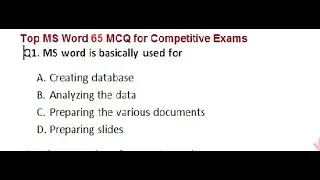 MS Word MCQ Questions for Competitive Exams