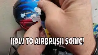 HOW TO AIRBRUSH a Sonic the Hedgehog like theme on a Ball Helmet.
