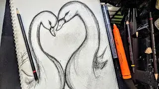 How to draw Beautiful Drawing of Swans ❤️ | Easy Pencil Drawing 