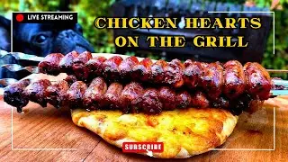 Chicken hearts on the grill🔥