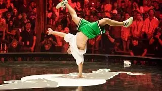 Dancing BREAK. Battle of break dance and power move.