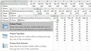 How to freeze panes across multiple Excel worksheets