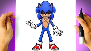 How to DRAW MOVIE SONIC.EXE - Drawing Sonic.EXE step by step