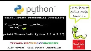main function in Python | Python Tutorial in English