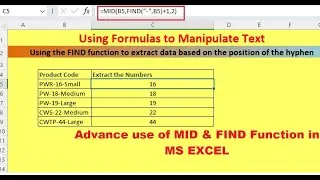 Using the FIND function to extract data based on the position of the hyphen