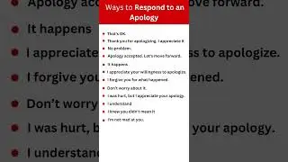 Ways to Respond to an Apology #shorts #english