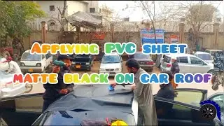applying Pvc sheet matte black car roof Toyota Prius
