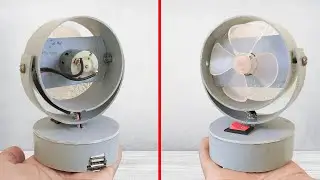 How To Make Rechargeable Rotating Fan With Powerbank | Rounding Fan | Powerbank | Portable Fan