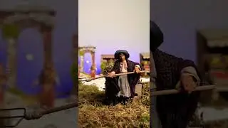 Contadino con fieno 10 cm movimento presepe Napoli