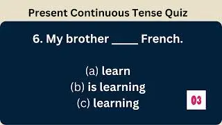 Present continuous tense - Grammar Quiz in English