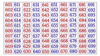 601 se 700 tak ginti in hindi | 601 se lekar 700 tak ginti | counting 600-700 | 601 से 700 तक गिनती