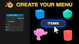 Create a MENU with Objects, Materials, Texts in Blender 4.1 - Geometry Nodes
