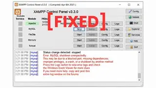 XAMPP Error: MySQL shutdown unexpectedly