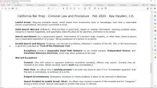 Law Study Series, Criminal Law and Procedure, Ray Hayden's Definition Sheets - Ray Hayden, J.D.