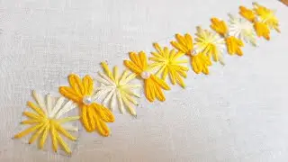 Simple Border Design for Sleeves/Neckline (Hand Embroidery Work)