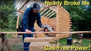 Framing Log Cabin Roof Alone Nearly Broke Me (literally) (Bluetti AC200MAX saved my sanity)