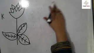 Make flower with the latter k and water boat with latter L step by step for beginner