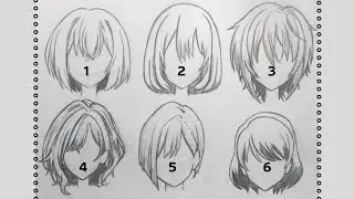 How to draw female ANIME HAIR - Short hairstyles | Slow Tutorial for Beginners (No time lapse)
