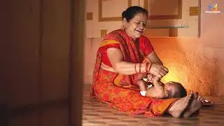 1 month Baby Massage with oil.