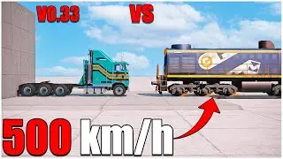 Beamng Drive | v0.33 | Train VS Gavril T Log Truck 500 km\m 🔥 | Car Body Testing | car torture