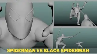 Black Spiderman vs Spiderman WIP ( Maya Animation ) 