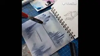Акварельный набросок города | Blue city speedpaint watercolor