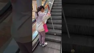 Riding the Escalator #Blind #LowVision #Escalator #WhiteCane ￼