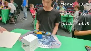 Rubik's cube blindfolded in 24.30 seconds Irish national record! With cool Y perm
