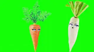 Radish and carrots talking on green screen cartoon characters no copyright without sounds
