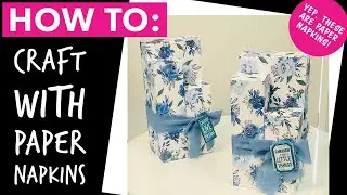 check out this GIFT BOX TRIO!!   made with PAPER NAPKINS! super easy technique