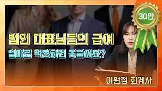 법인 대표님들의 급여, 얼마로 책정하면 좋을까요?!(이원정 회계사)