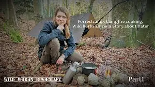 Forrest overnighter, Wild herbalism and a camfire story! Vanessa Blank - Wild Woman Bushcraft 4K