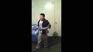 Crazy teen makes a boy take a shower